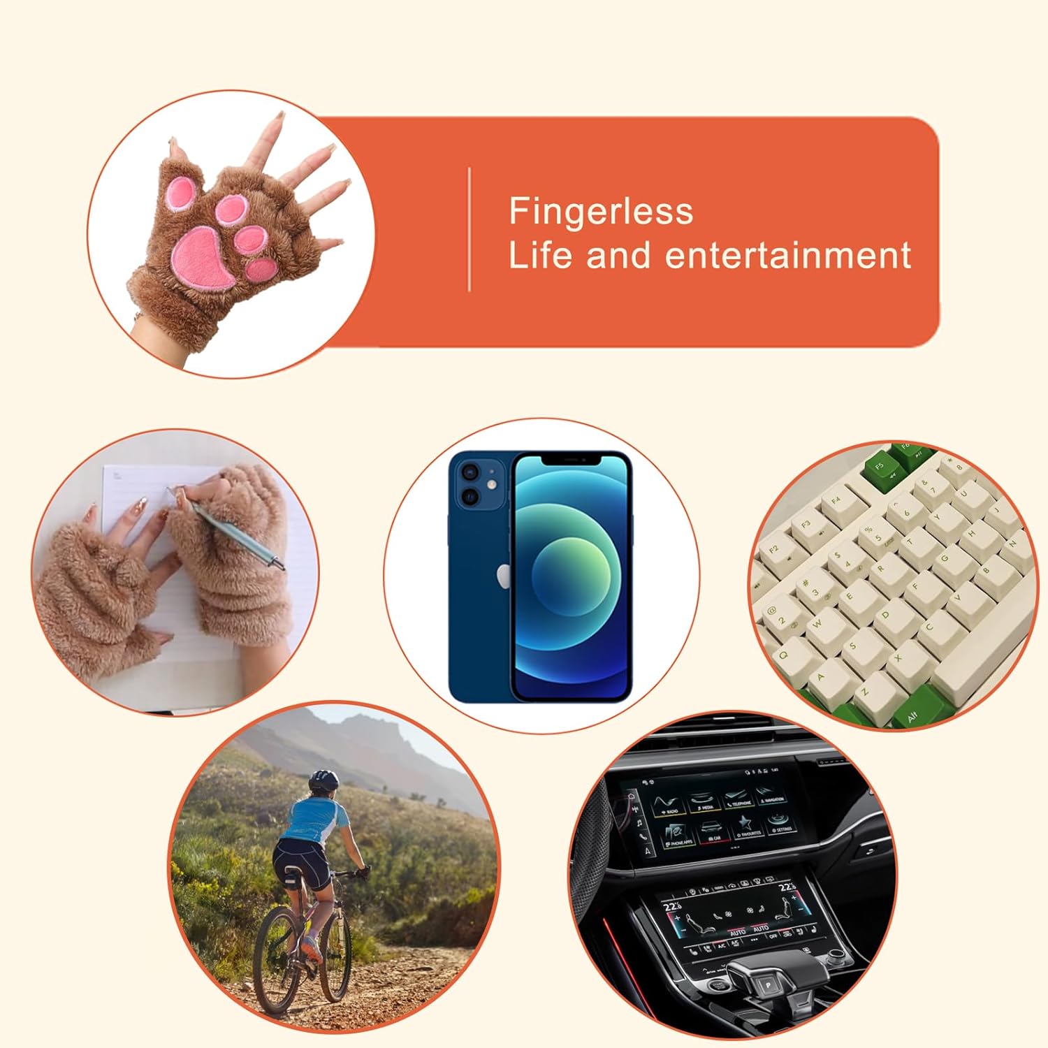 Bear Paws Gloves Cute Animal Cat Claws Mitten Fingerless touchscreen Women Men Typing Outdoors Stage Custome Cosplay - Image 5