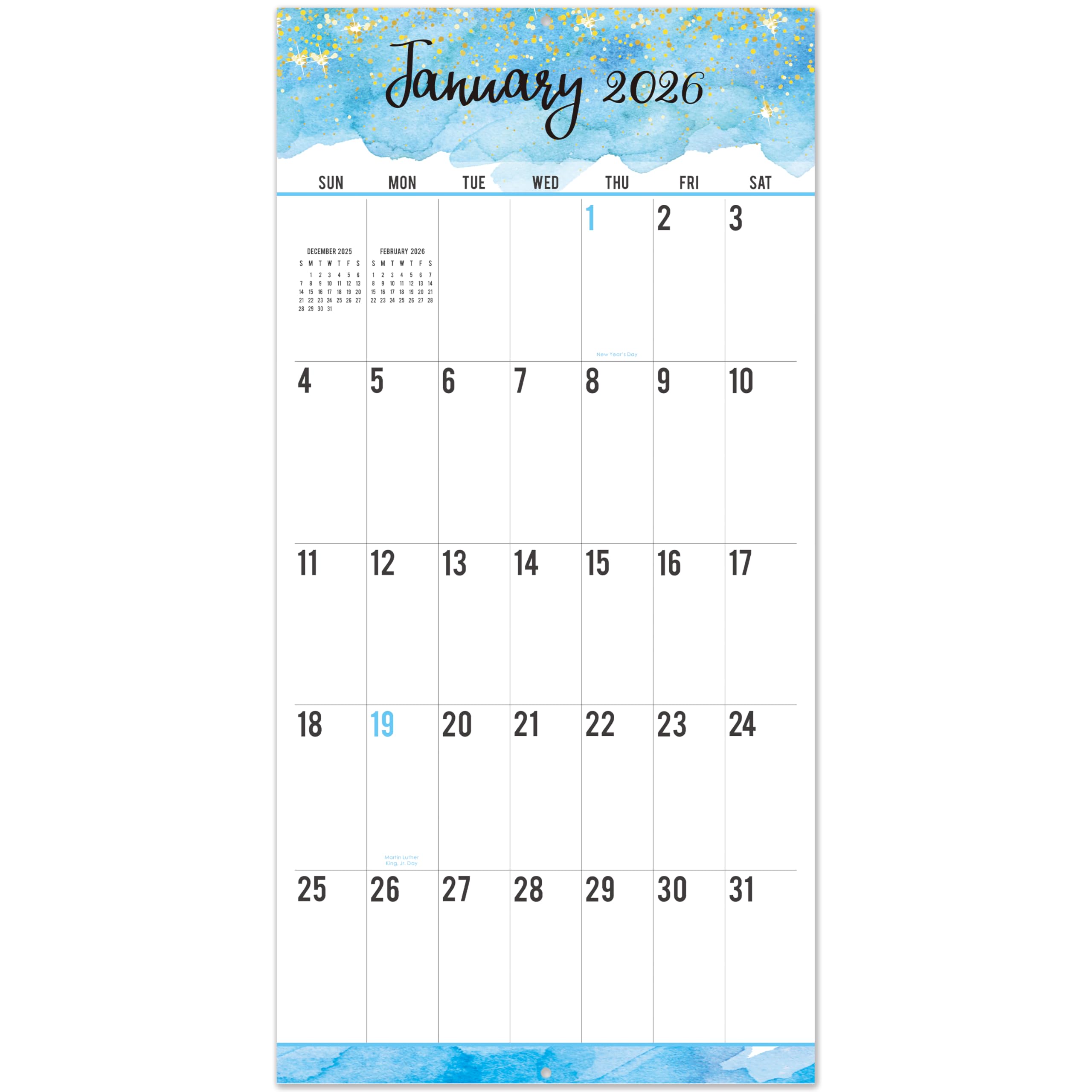 2026 Wall Calendar - 12-Month Monthly Wall Calendars, Jan. 2026 - Dec. 2026, Large Print Big Grid Wall Calendar 2026, 12" x 24" (Open), Thick Paper