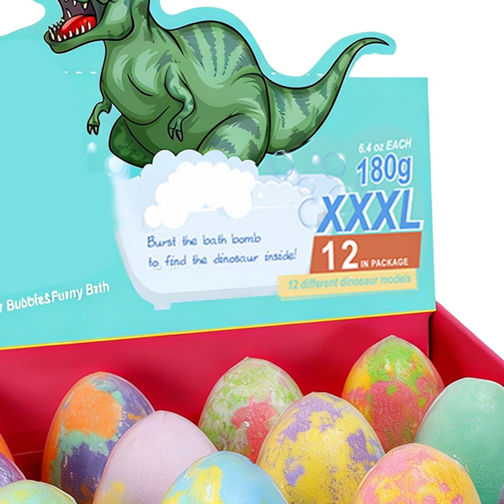 Bombe Da Bagno Effervescenti Per Bambini 12 Pezzi Profumati per Vasca | Set Di Palline Frizzanti Dinosauro Con Giocattoli All'Interno Per Vasca Da Bagno Domestica Spa Hotel Vacanza Festa Asilo