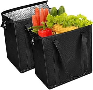 断熱食料品バッグ |ジッパー付きトップ付き再利用可能なトートバッグ 2 個, これらの食料品バッグは | 旅行用ピクニックショッピング用食料品用ショッピングバッグ30x18x33cm |ビーチ キャンプ アウトドア