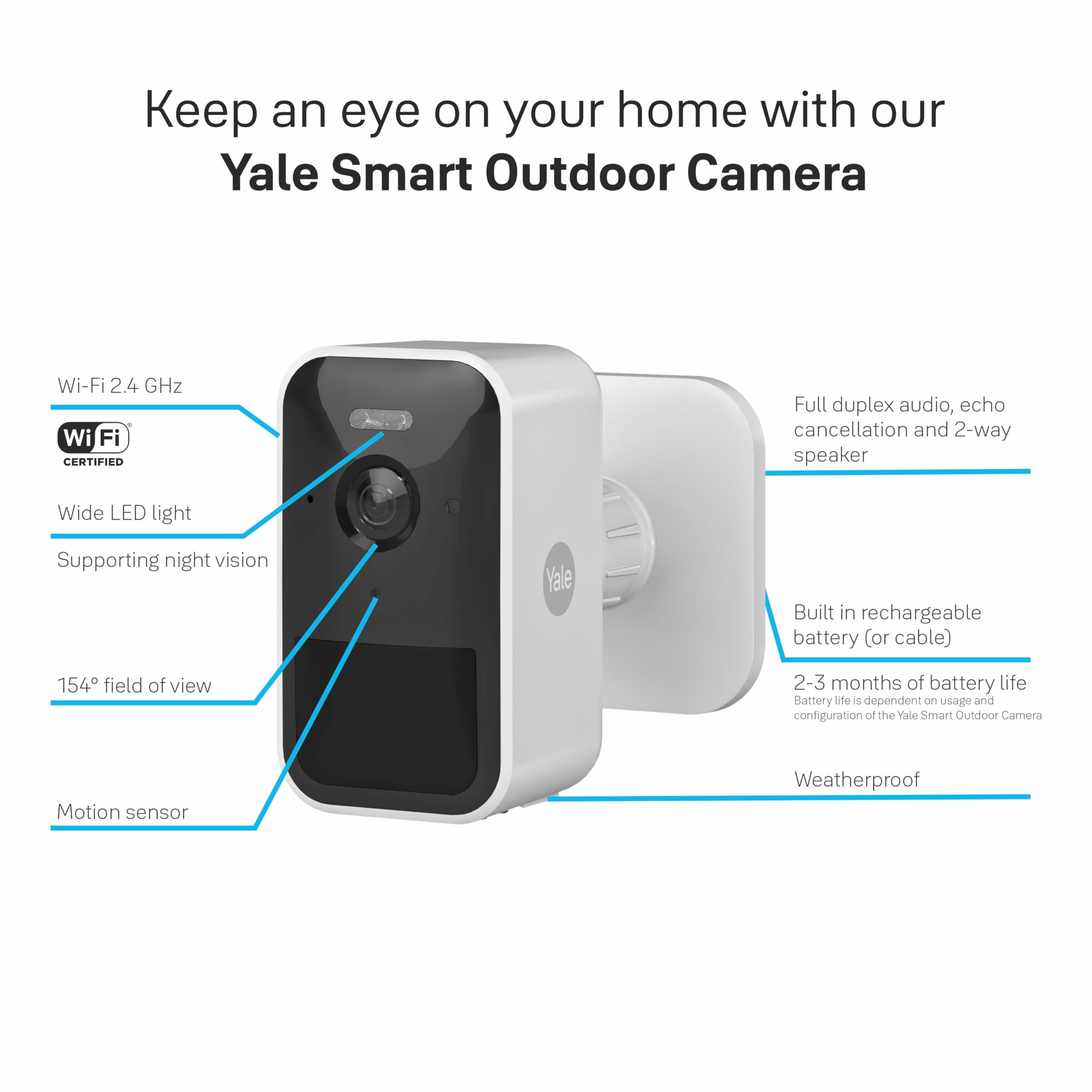 Yale - Smart Outdoor WiFi Camera | Full HD Live View & Two-Way Audio | Motion Recordings | Cloud Recording | Customisable Zones & Scheduling | Night Vision | Spotlight Home app 4