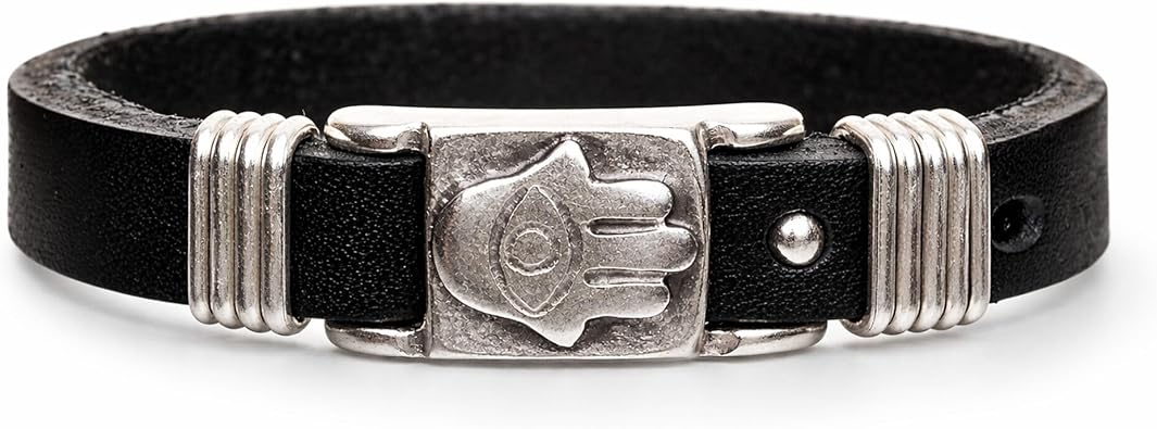 Genuine Leather Shema Israel Bracelet Men Boys Adjustable Jewish Gift