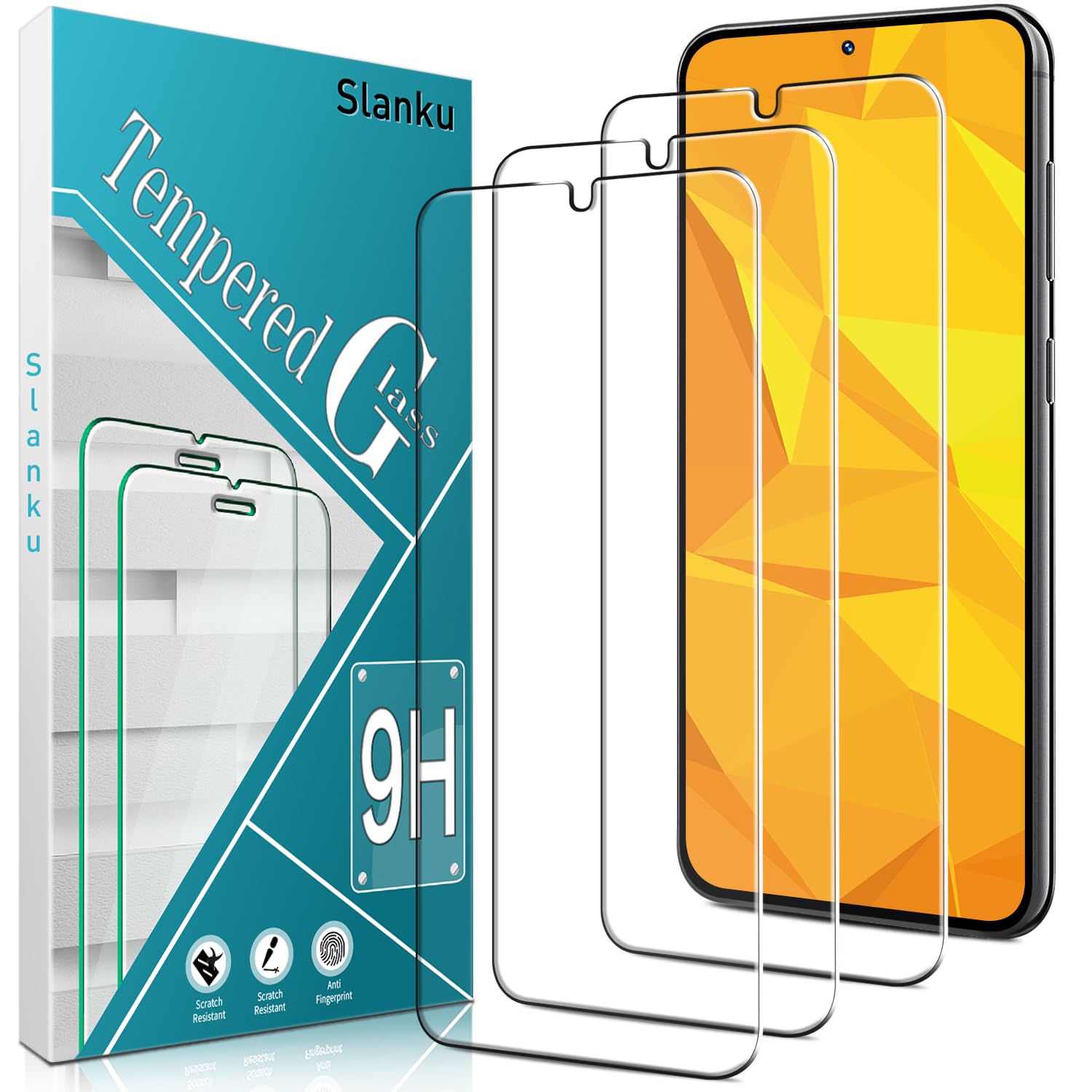 Slanku [3 Pack Screen Protector for Samsung Galaxy S25 Plus Tempered Glass Film, Anti Scratch, HD Clear, Case Friendly, Touch Sensitive, Bubble-Free