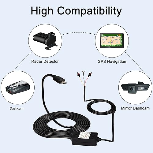 Miniatura 12 de MEIRIYFA Kit de cable duro para salpicadero, cable USB tipo C, cable reductor, 12V-24V a DC 5V 3A, cable de alimentación para coche, cámara