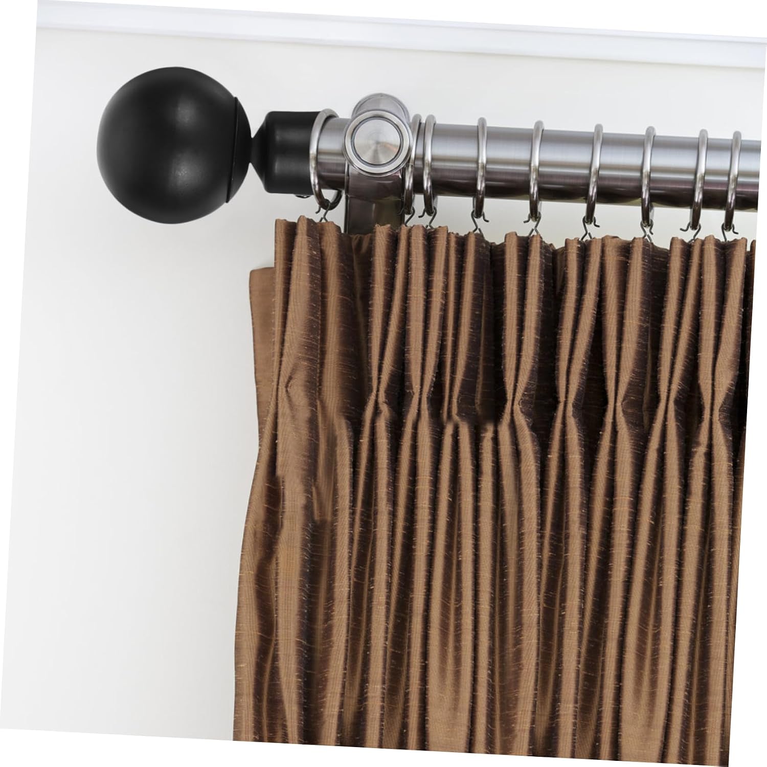 Healifty 2 Pcs Black Iron Curtain Rod Finials Rust Round End Caps with Adjustable Screw Fit for Window Drapery Poles Home Office Decor
