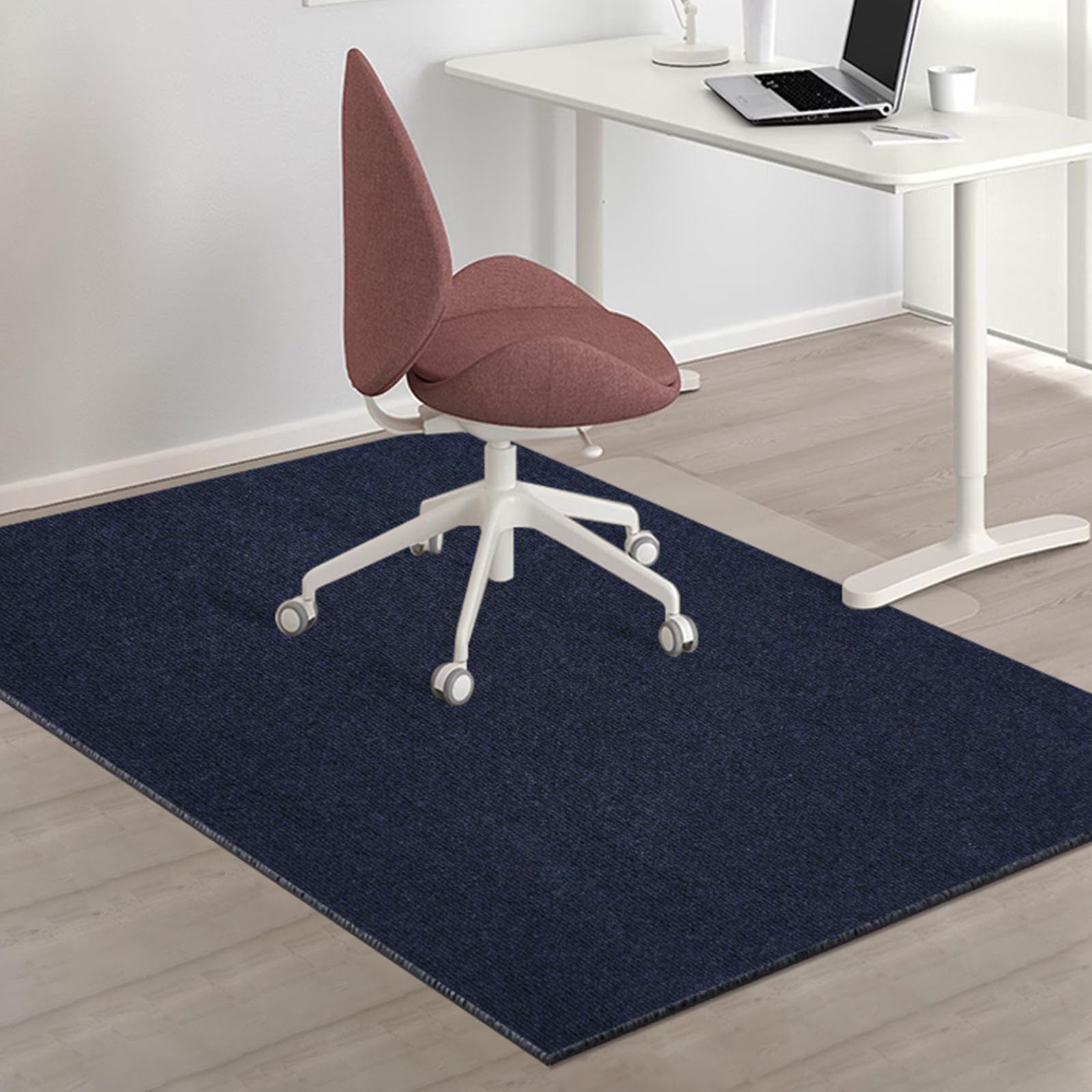 Odot Office Chair Mat for Carpeted and Hardwood Floor Protector, Non-Slip Stripe Computer Gaming Rolling Chair Desk Mat Multi-Purpose Protection Carpet for Home Wooden Floors (Navy blue,90x120cm)