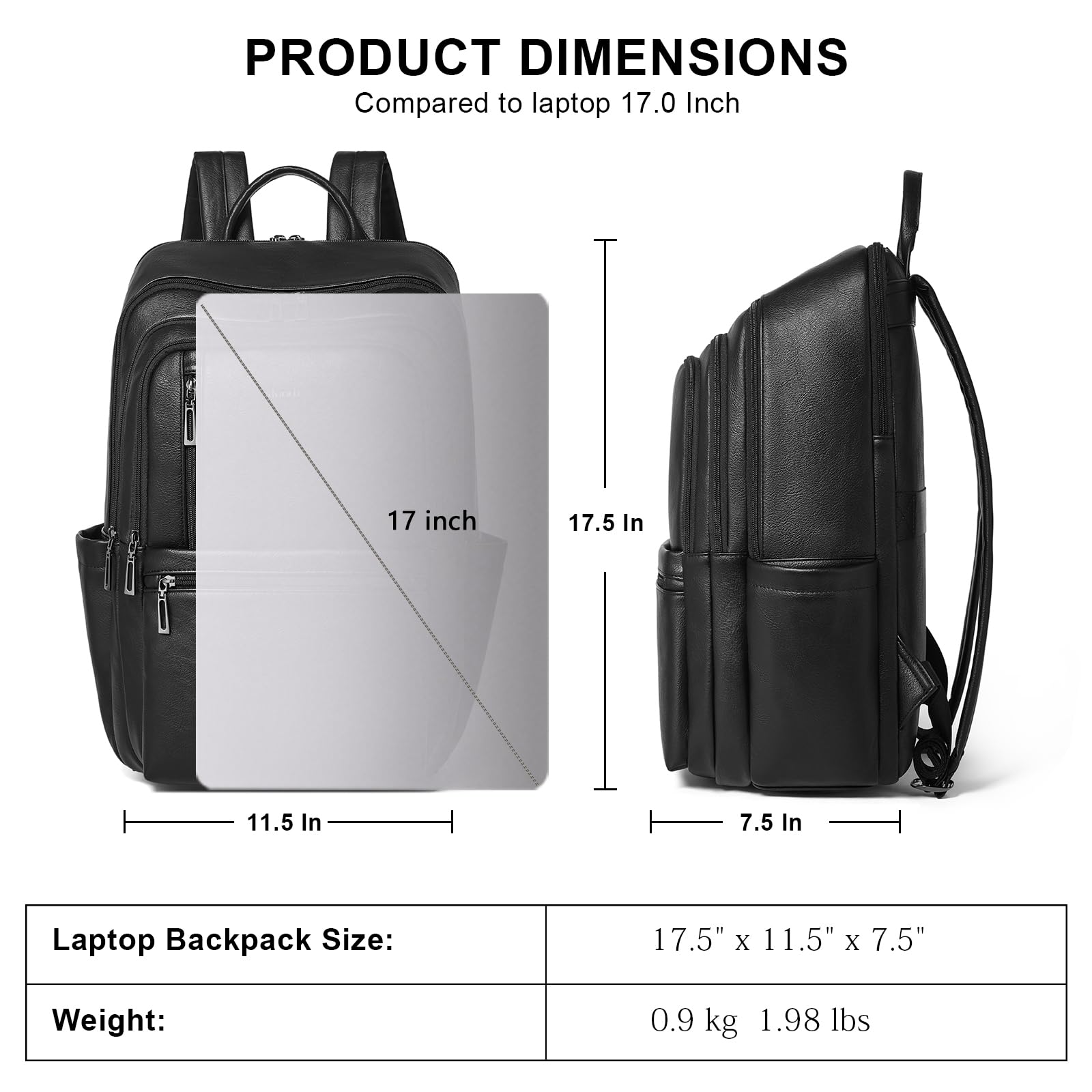 Shrrie cuoio 17 pollici laptop zaino per donne, grande viaggio zaino tasca per casual Daypack college tasca di lavoro