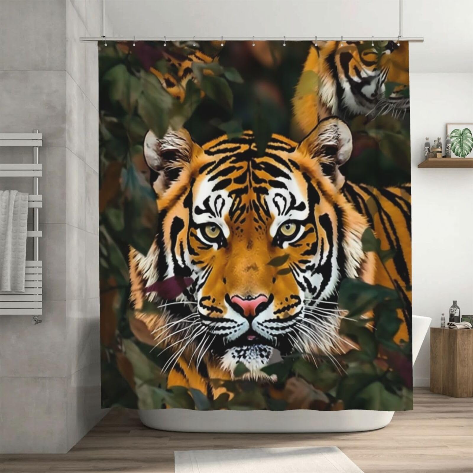 Rideau de douche épais pour éviter l'eau au sol avec motif tigre original