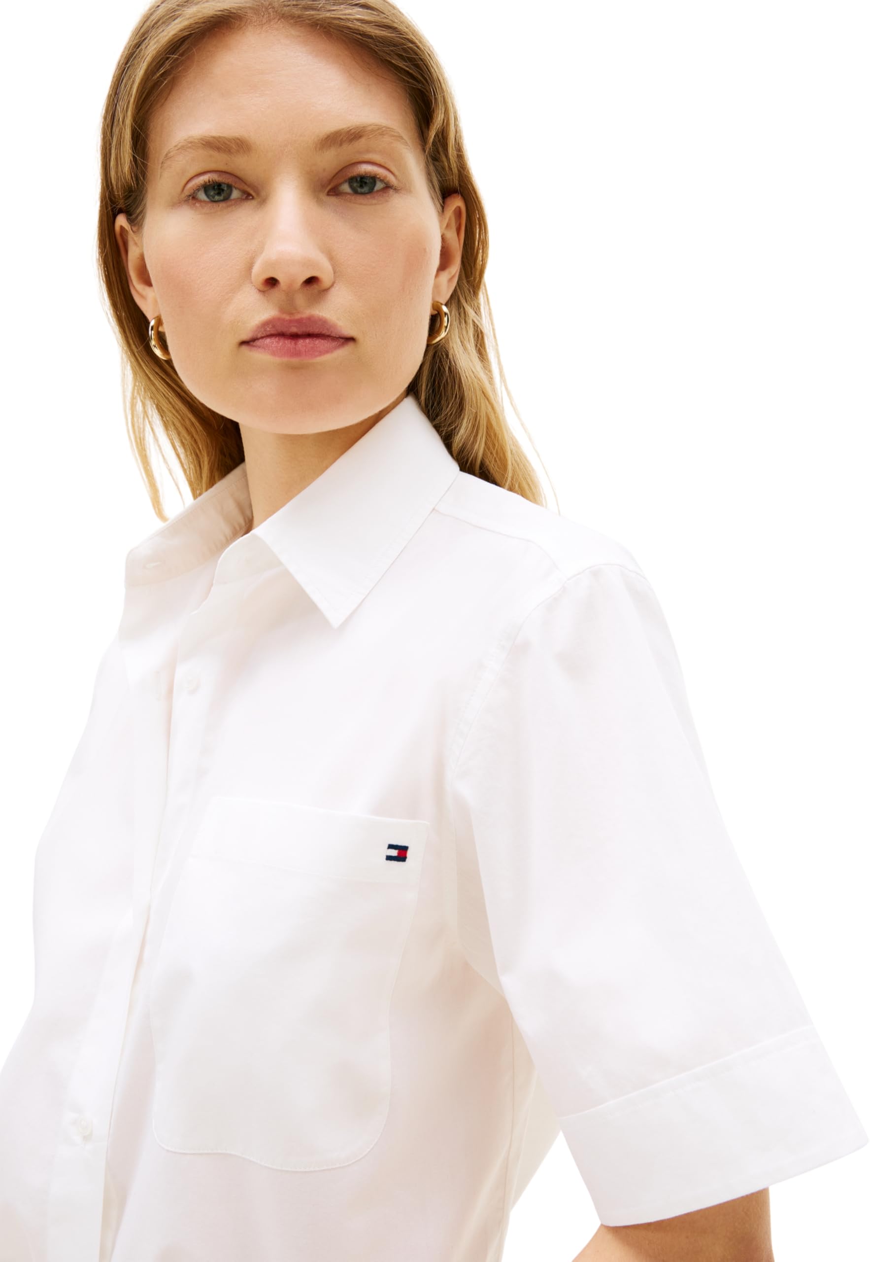 Tommy Hilfiger Ess Poplin SS Shirts Ww0ww48899 Chemise S/S Femme (Lot de 1)