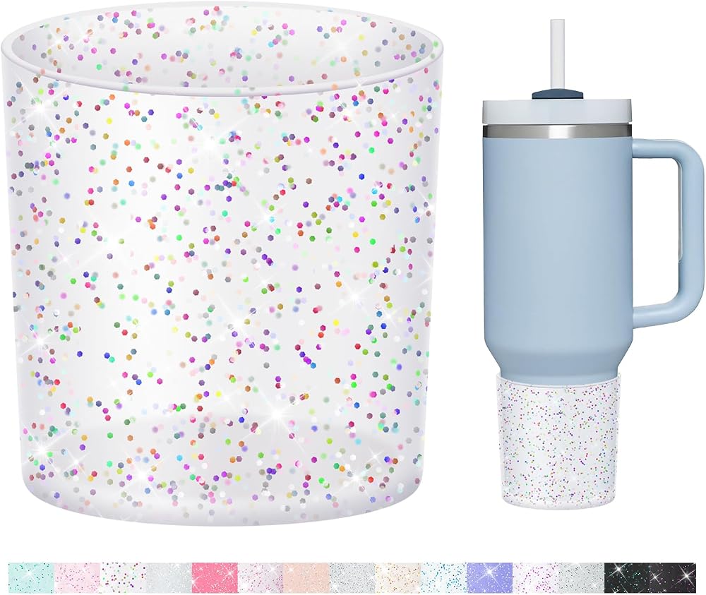 WUQID Glitter Silicone Boot Compatible with Stanley Quencher 20oz 30oz 40oz