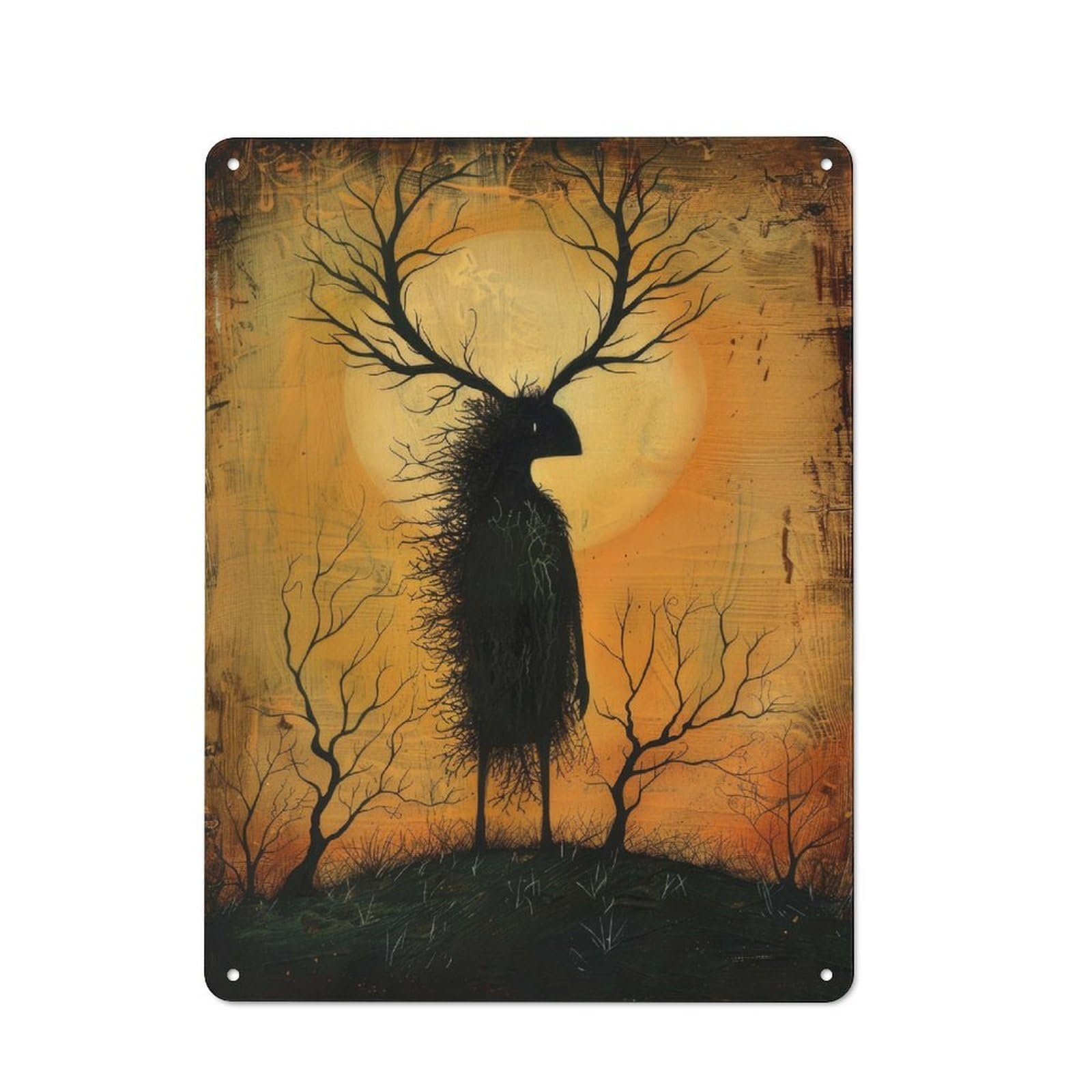 Junmoney Stag Forest Sprite Vintage Vintage Metal Sign 40X30cm, Pub Wall Decor For Cafe, Pub, Workshop Or Home Bar