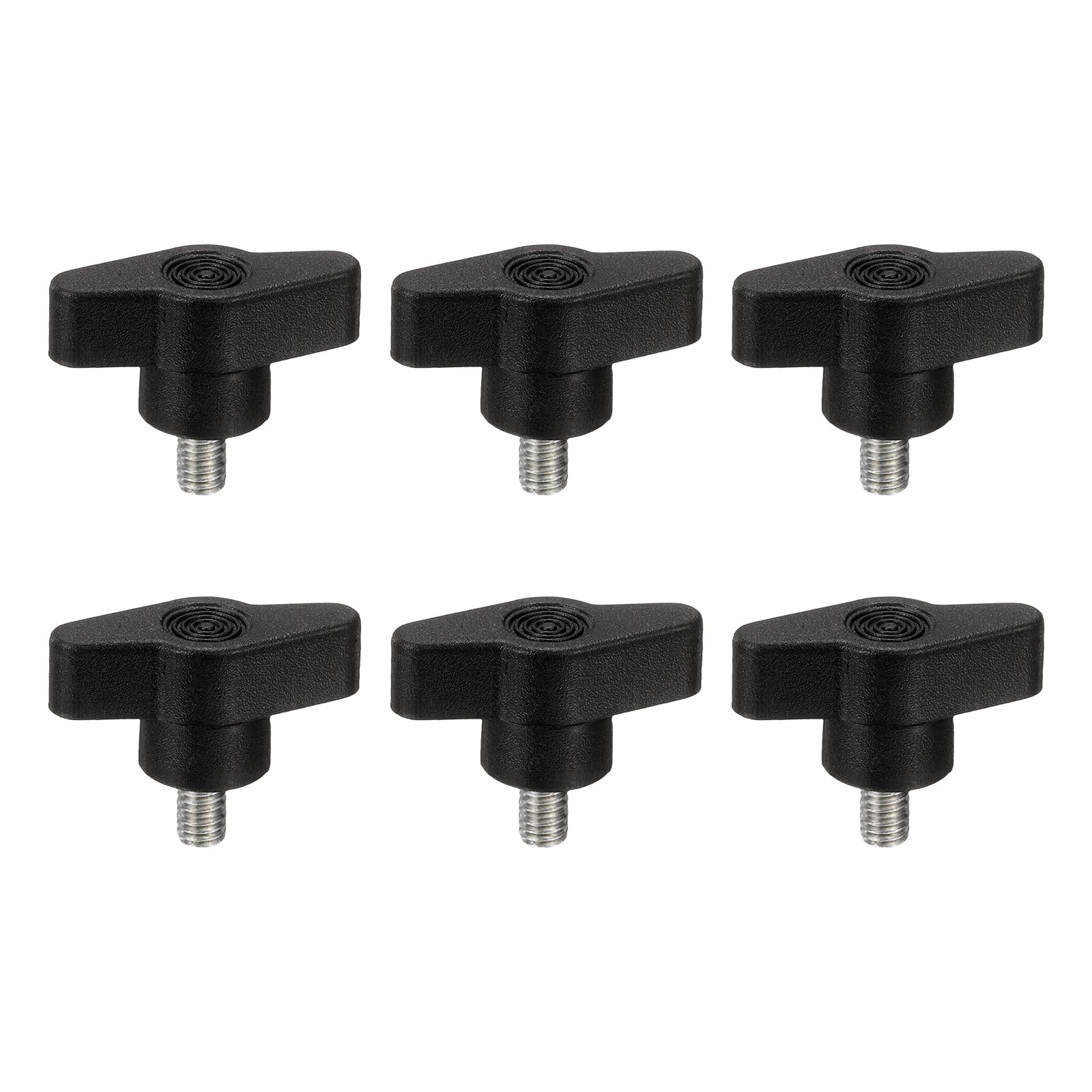 PATIKIL M6 x 10mm Tee Wing Thumb Screws, 6Pcs Carbon Steel Mechanical Handle Bolt Thumb Screws for Remove Replace Hand Clamping Tightening Knobs Power Supply, Black โ image 1