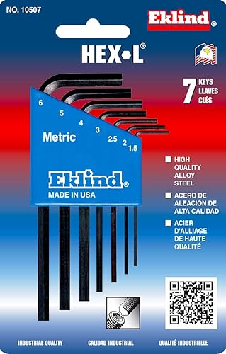 Miniatura 2 de EKLIND 10507 - Llave Allen hexagonal juego de 7 piezas métricas MM tamaños 15-6 series cortas