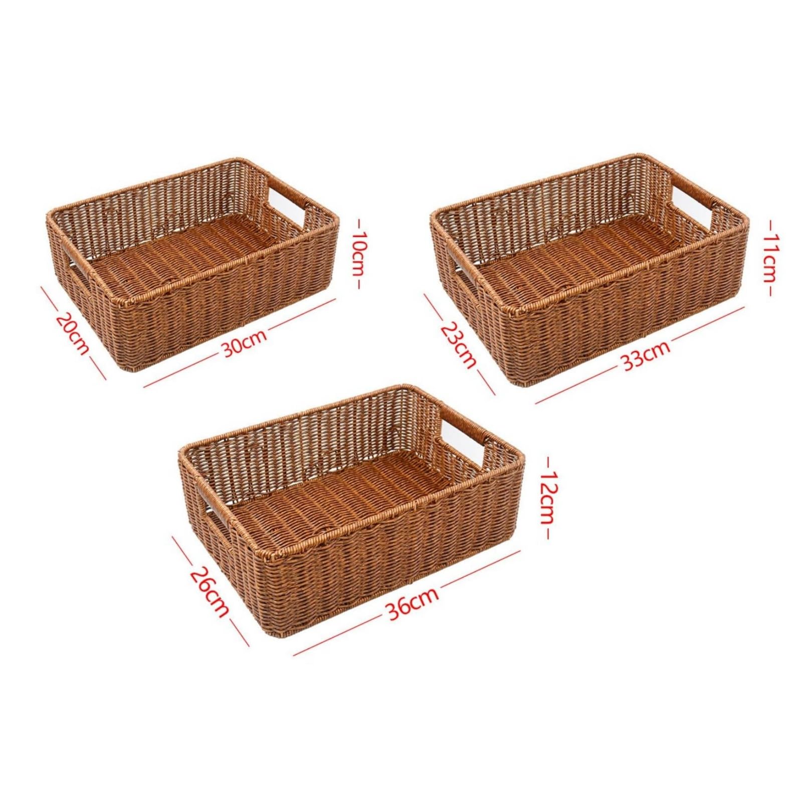Baoblaze Cesta de Almacenamiento Cesta Organizadora Caja Contenedor Canasta de Mimbre Sintético con Asas Incorporadas Diseño Rectangular Nidable Adecuada para Cocina Baño Sala Dormitorio Oficina
