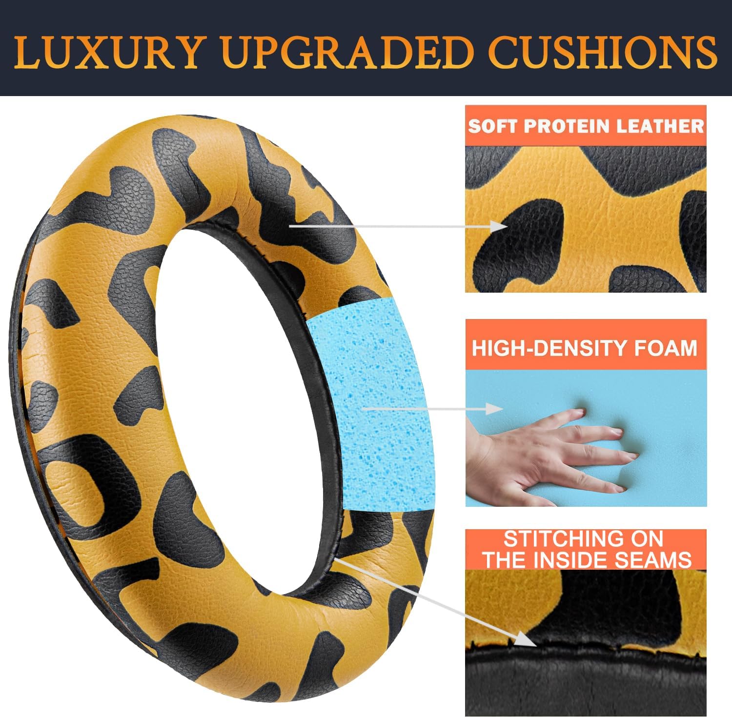 SOULWIT Earpads Replacement for Bose QuietComfort 45 (QC45)/QuietComfort SE (QC SE)/New Quiet Comfort Wireless Over-Ear Headphones, Ear Pads Cushions with Softer Protein Leather - Tiger Stripes - Image 3