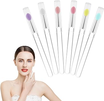 Reusable Lip Mask Applicators - 6 Pcs Silicone Lip Gloss & Lipstick Brush Set