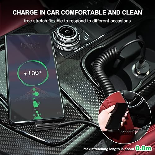 Miniatura 4 de aceyoon Cable de carga rápida USB C, cable de transferencia de datos USB a USB C, cable de carga automática tipo C para automóvil, compatible con