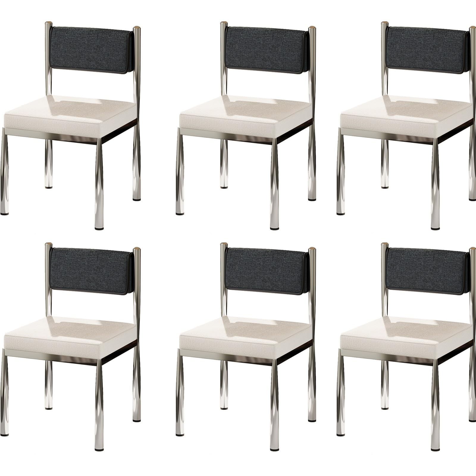 Set di Sedie da Pranzo Moderne, Comode Sedie da Cucina, Sedie da Sala da Pranzo, Gambe in Acciaio al Carbonio, Schienale più Ampio(Silver B,6 PCS)