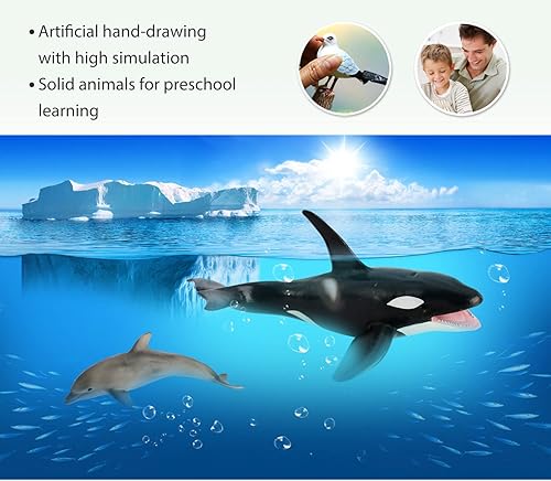 Miniatura 4 de Volnau Figuras de juguetes de criaturas marinas, 8 piezas de figuras de animales del océano de la Antártida para niños pequeños, decoración de