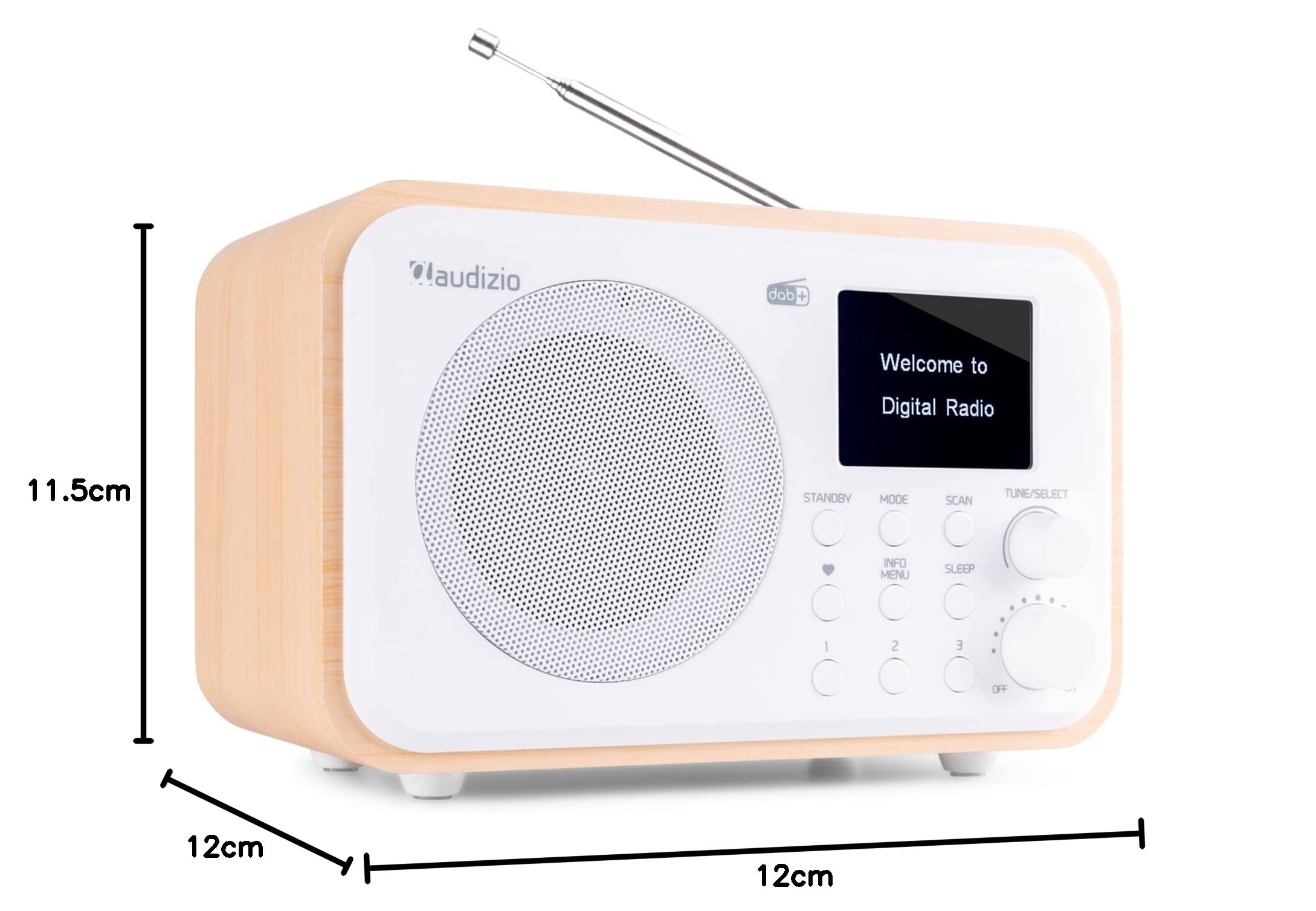 Audizio Milan - Radio Dab portátil con Bluetooth y batería incorporada, Despertador con Temporizador de Apagado, Radio FM - Blanco