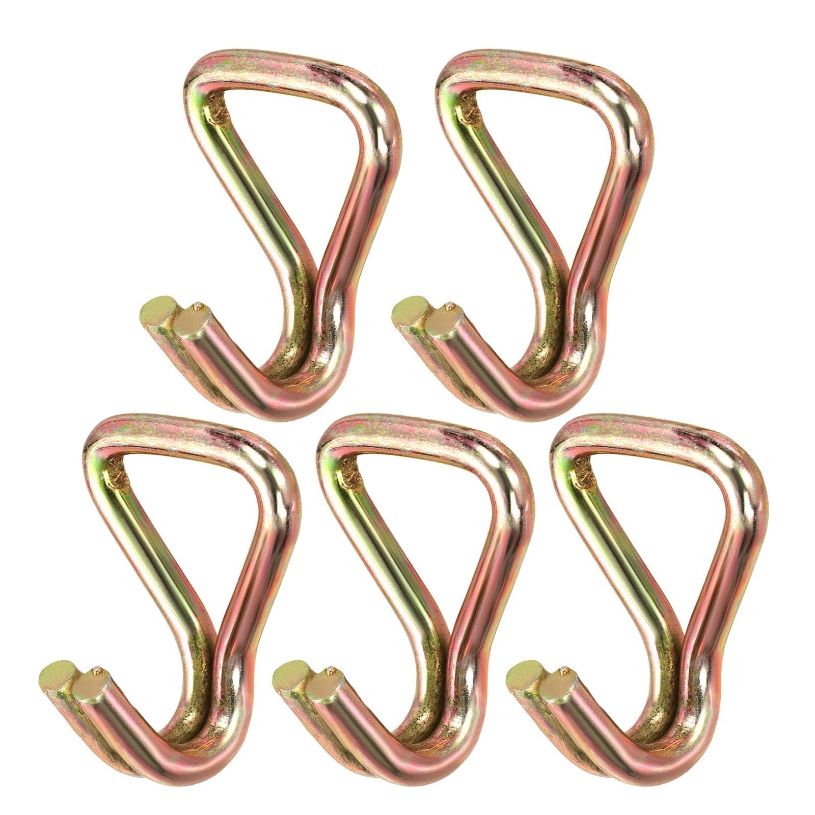 PATIKIL Ratchet Double J Strap Hook Load 3000kg, 3Pcs Heavy Duty Tie Down Strap J-Hook Cargo Hook for 39mm Tie Down Strap Webbing on Car Truck Trailer, Gold Tone (ID: 39 mm / 1.54")