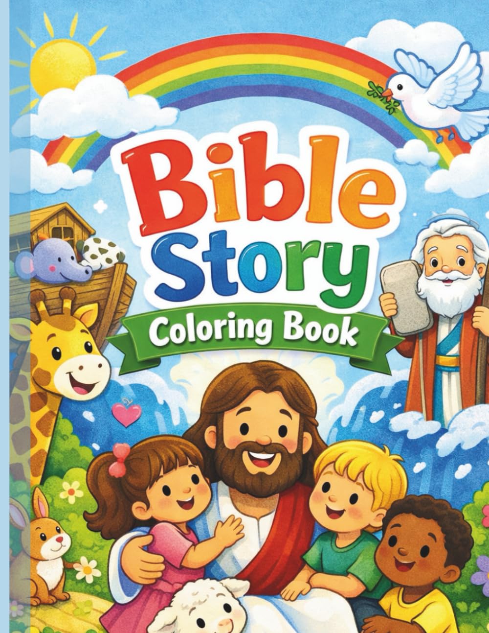 Bible Story Coloring Book: A Christian Coloring Book for Kids Ages 4–8 | Learn Bible Stories While Coloring Noah’s Ark, David and Goliath, Jonah and the Big Fish, and More