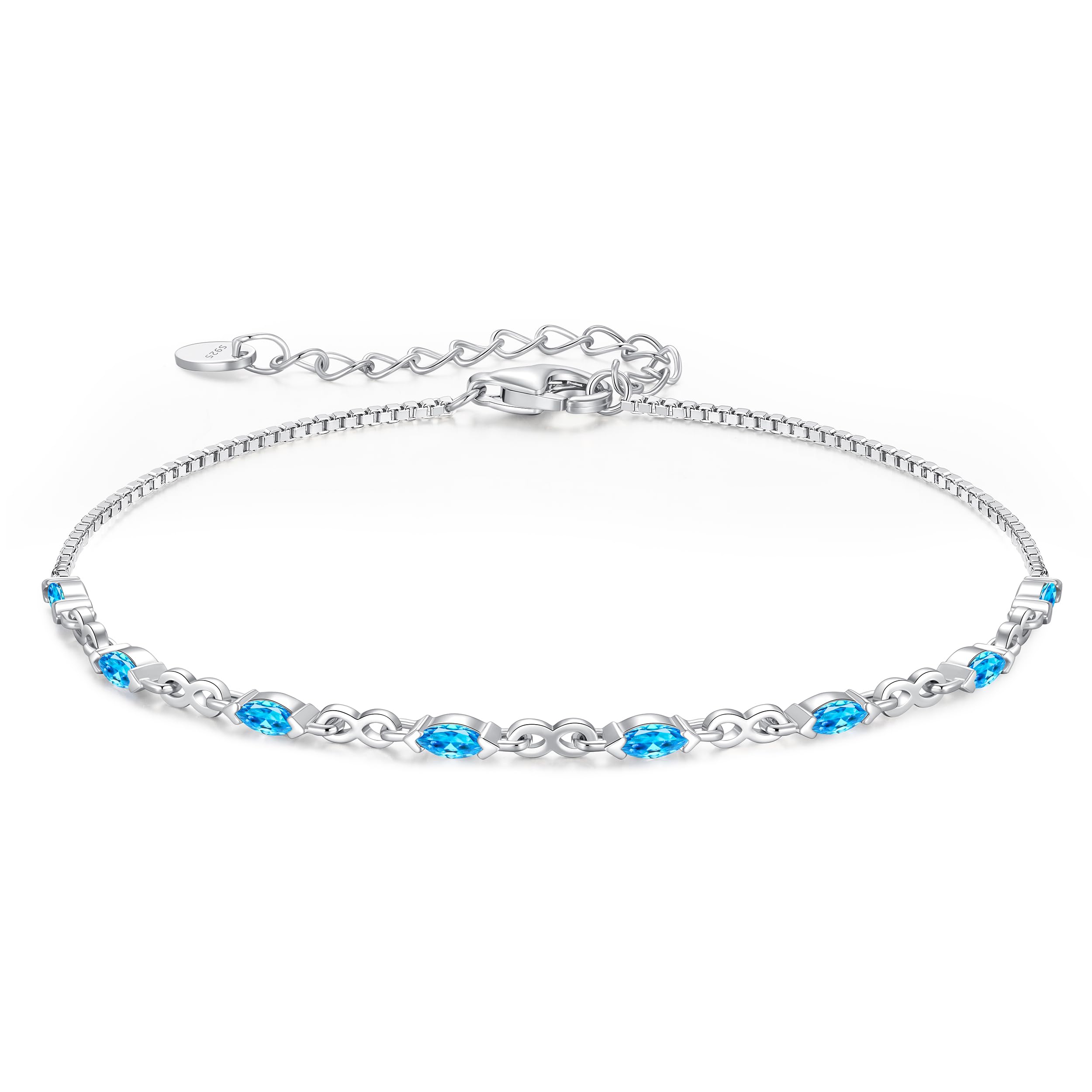 CDE Infinity Armband Silber 925 Damen mit Zirkonia Geburtsstein | Armbänder Verstellbares Armkette Damen Schmuck Muttertag Valentinstag Geburtstag Weihnachten Geschenke