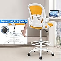Vista 4 de Primy Drafting Chair Tall Office Chair with Flip-up Armrests Executive Ergonomic Computer Standing Desk Chair with Lumbar Support and Adjustable
