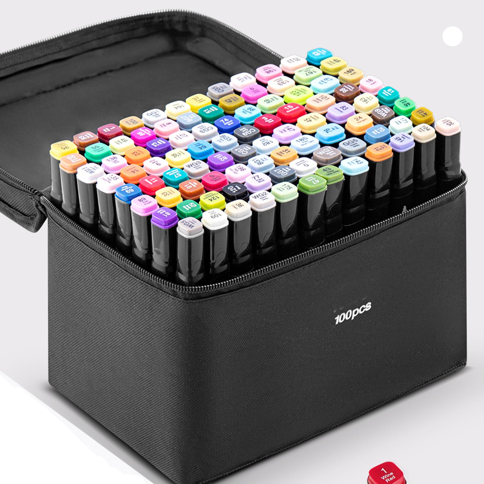 100 Colors Alcohol Markers Set Colouring Art Marker Pens Dual Tip Graphic Sketch Pens Coarse Pens with Carry Case for Sketching Painting Manga Design(Black)