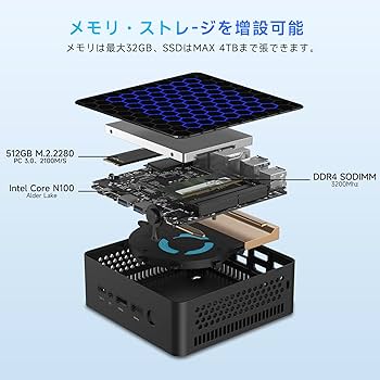 Amazon.co.jp: ミニpc 第12世代インテルN100 mini pc Windows11 Pro