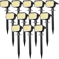 WENATY 12 Pack Solar Spot Lights Outdoor IP65 Waterproof, 46 LEDs 3 Modes Landscape Spotlights Warm White for Yard Garden Pathway