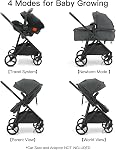 Gromast 3-in-1 Baby Stroller, Convertible Stroller for Newborn Infant Toddler with Reversible Seat, UPF 50+ Canopy & Cup Holder - Gray