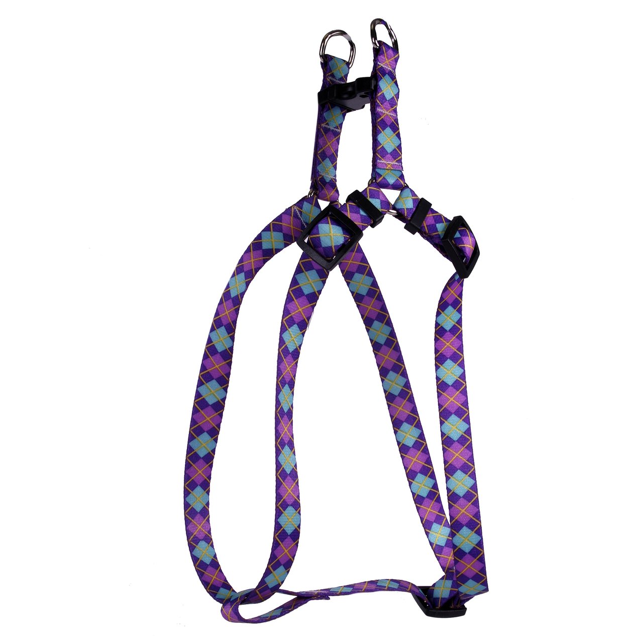 Yellow Dog Design Argyle Purple Step-in Dog Harness 1" Wide and Fits Chest Circumference of 25 to 40", Large
