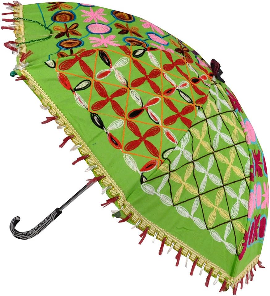 Lalhaveli UML04359 Indian Embroidery Work Design Cotton Parasol