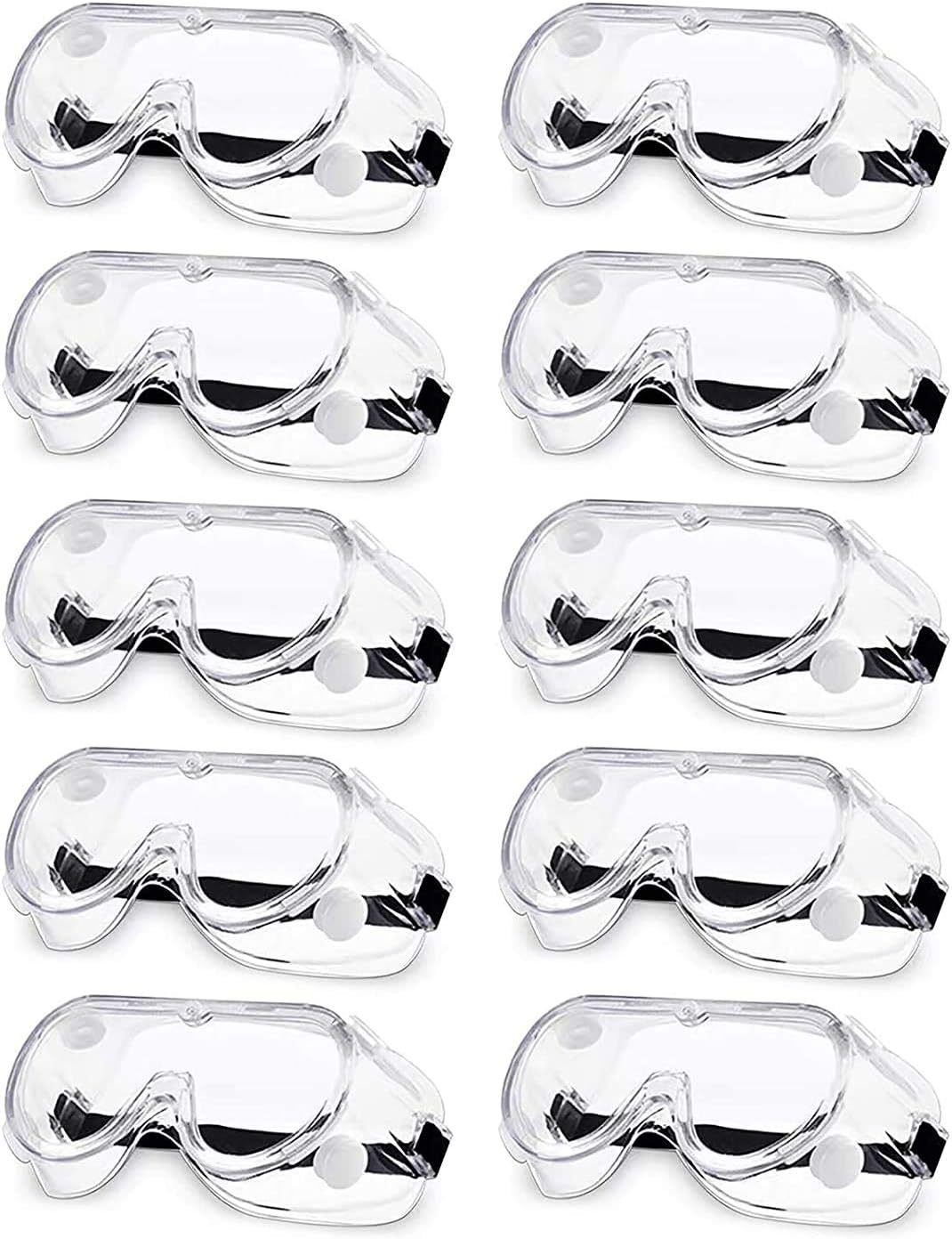 10 Pack of Indirect Ventilation Lab Safety Goggles (10 Pack Protective