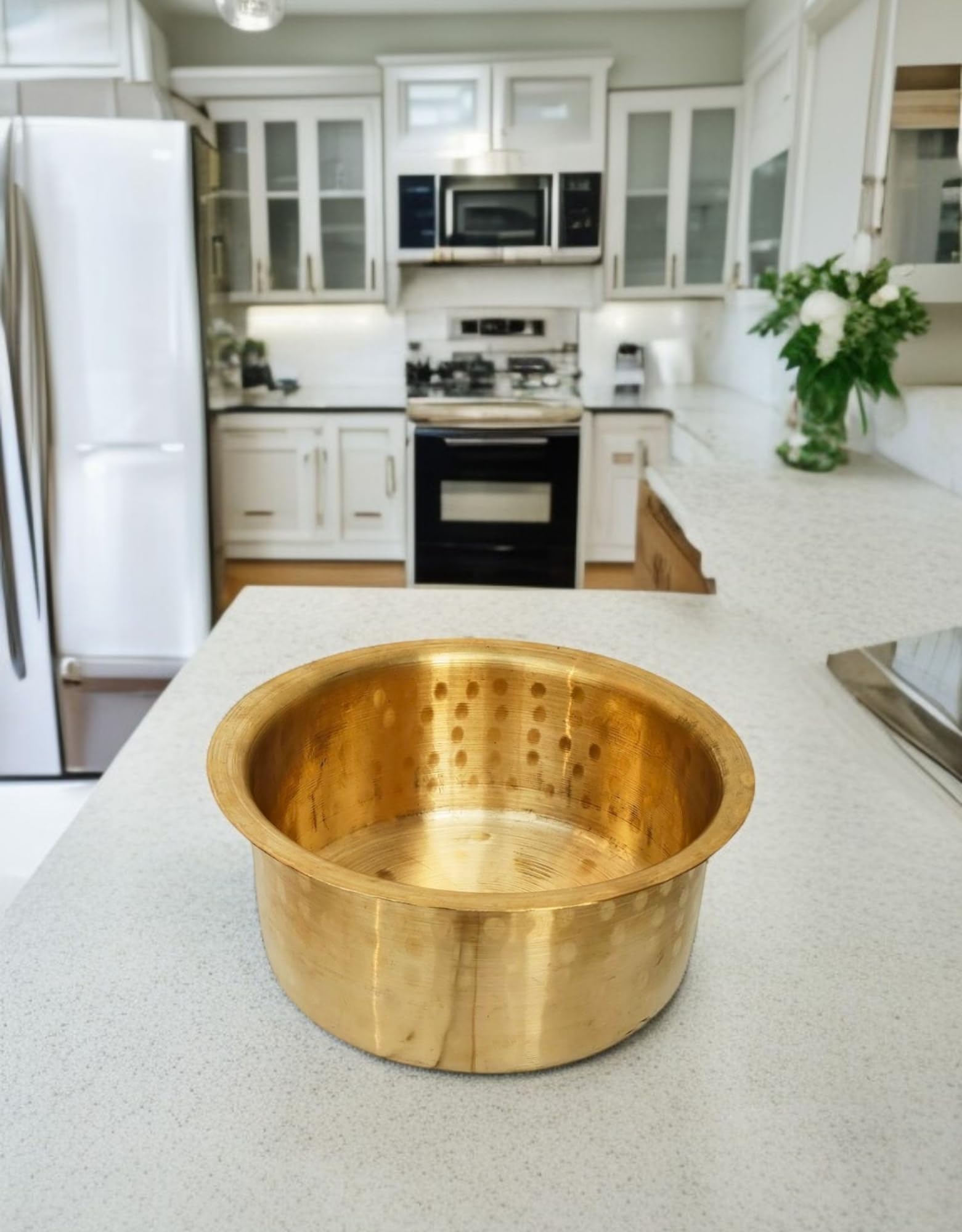 Blissful decor Pateli Patila Peetal Bhagona Hammered Patila, Brass Tope, Brass Cookware, Patila, Round Heavy Bottom Tapeli, Bhagona Capacity- 3 Liter Weight -950 GMS aprox