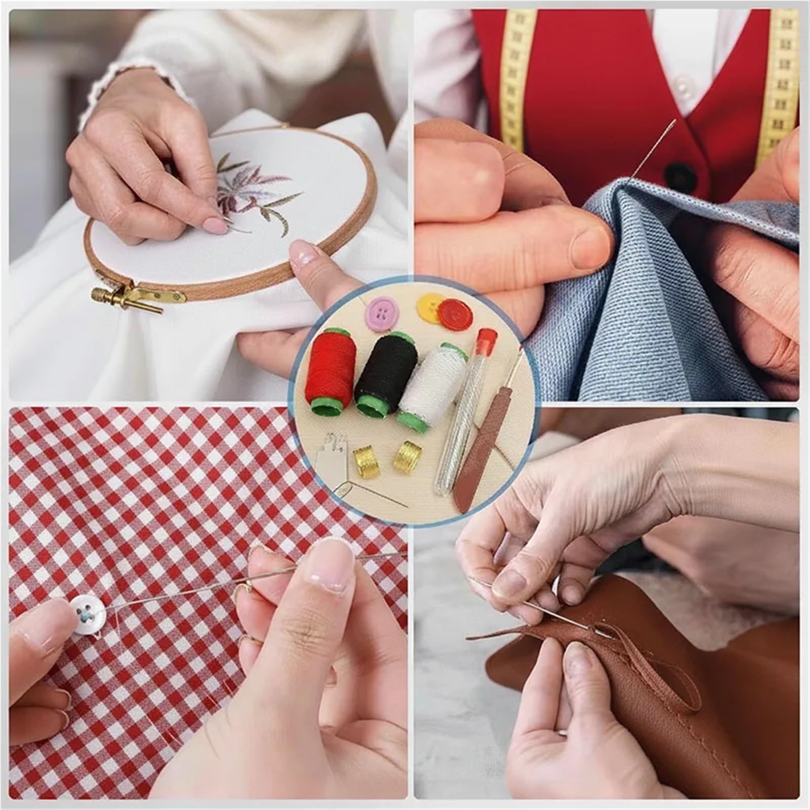 Xinglongs Big Eye Stahl-Nähnadel-Set, 6 Stück, Edelstahl-Nähnadeln, Stickerei, Kreuz, großes Auge mit verschiedenen praktischen Werkzeugen, DIY-Kleidung