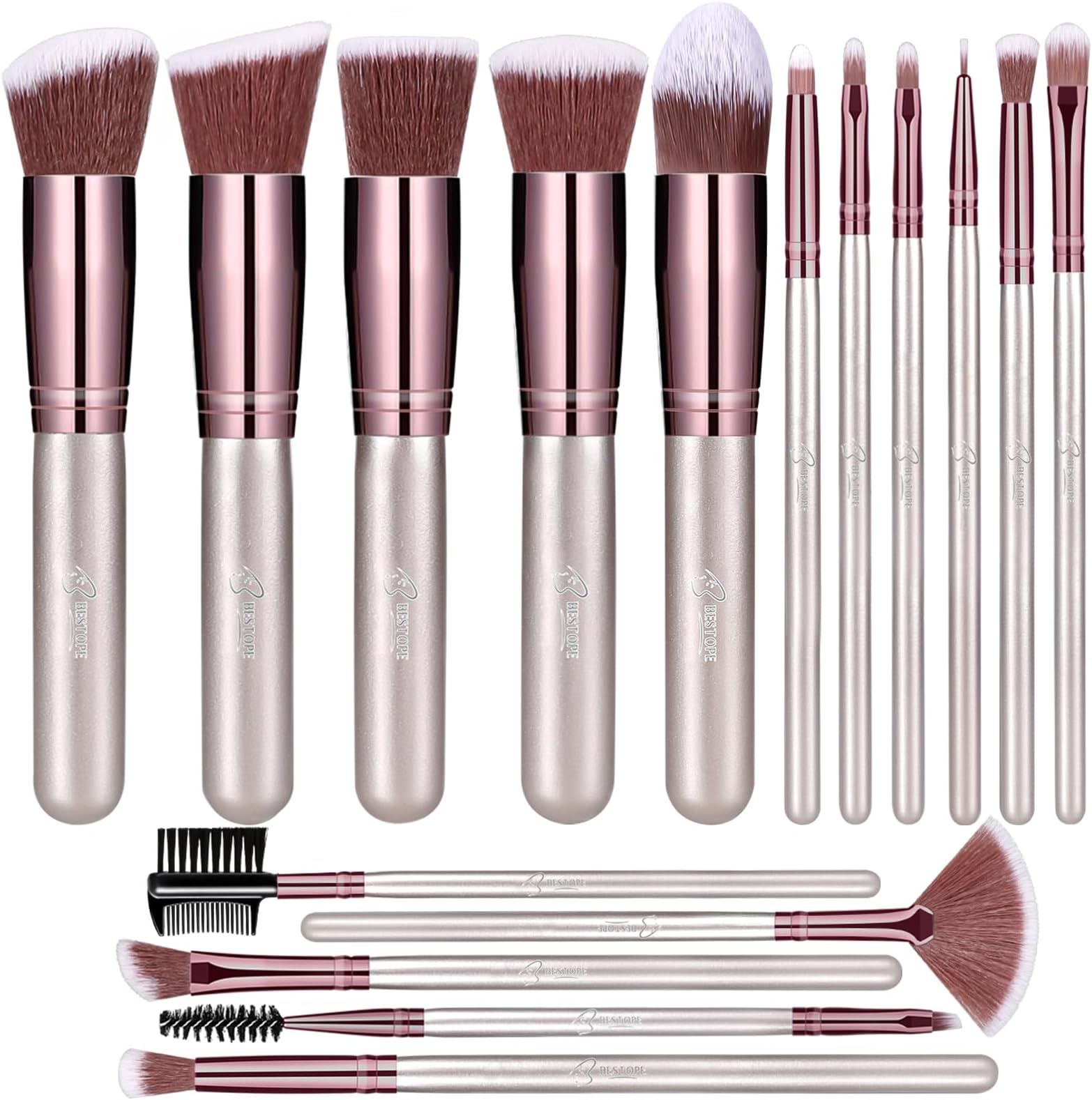 Makeup Brushes Makeup Brush Set, BESTOPE PRO Makeup Brushes Kit, 16Pcs Professional Makeup Brush Set for Eye and Face, Foundation Powder Concealers Blush Eyeshadow Brush Make UP Brushes Kit ChampagneGlobal Recycled StandardGlobal Recycled StandardGlobal Recycled Standard