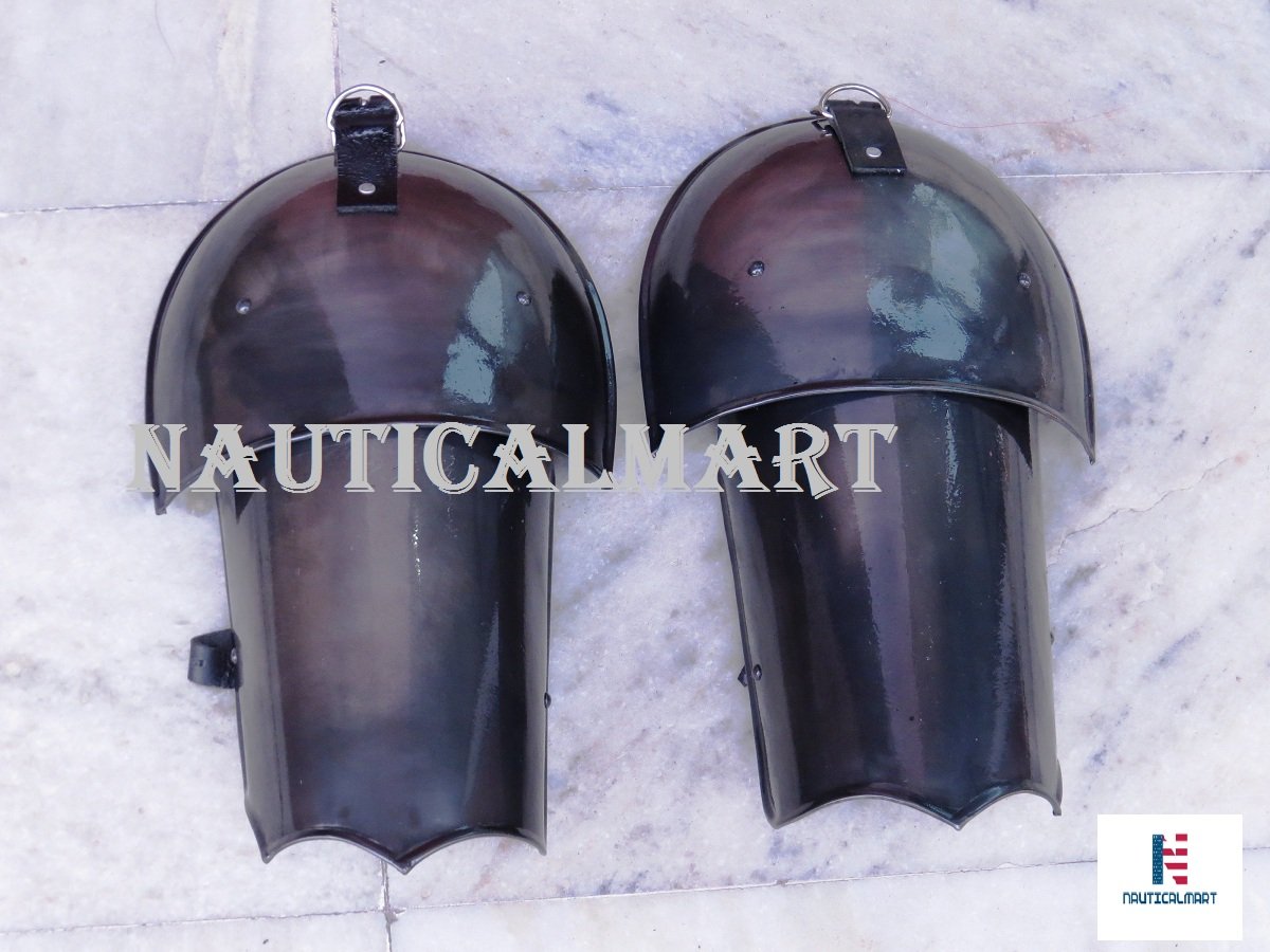NauticalMart Plate Armour Blackened Steel Pauldrons Shoulders Armor Set