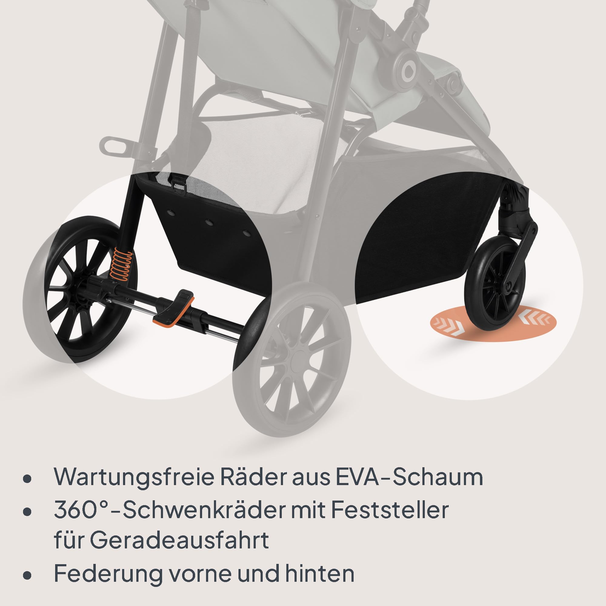 Lionelo Emerald Buggy bis 22 kg, 6 Monate–4 Jahre, EVA-Räder 360° mit Federung, einhändig faltbar, 91 cm Liegefläche mit verstellbarer Rückenlehne, UPF50+ wasserdichtes Verdeck, großer Einkaufskorb