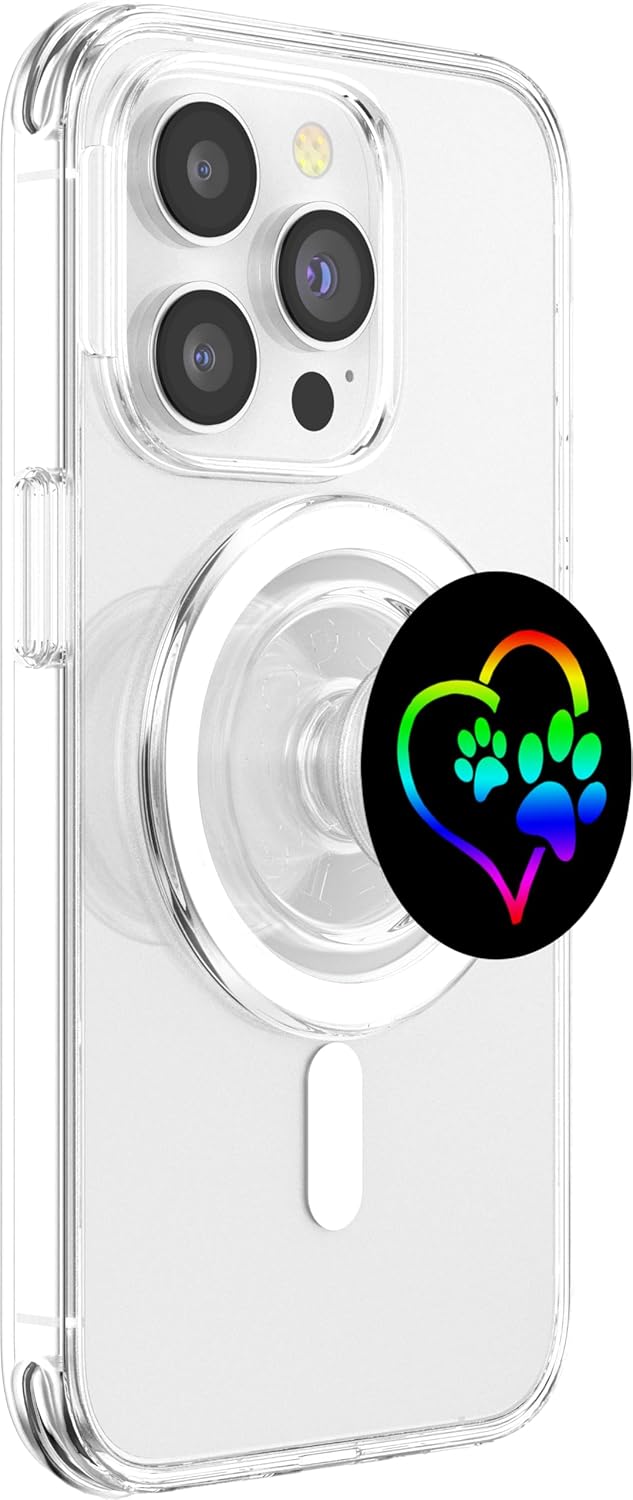 Dog Mom Cute Dog Paw Print Heart Pet PopSockets MagSafe PopGrip for iPhone
