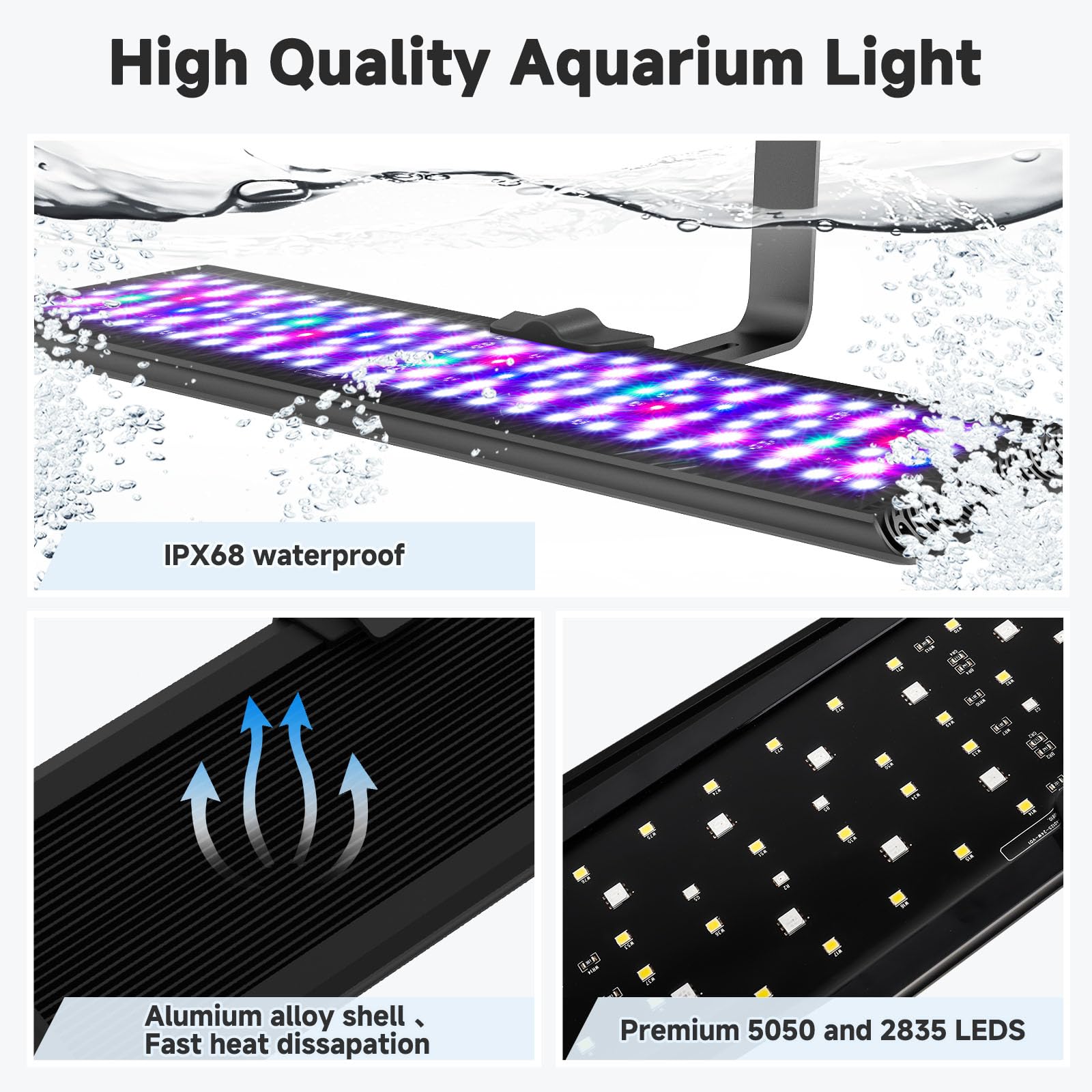 AQQA LED Aquarium Light, 24/7 Mode Clip on Fish Tank Light, DIY Mode Full Spectrum Aquarium Plant Light, Adjustable Timer/Brightness with Memory Function IP68 Waterproof (24W for 24-32 Inch Fish Tank) - image 6