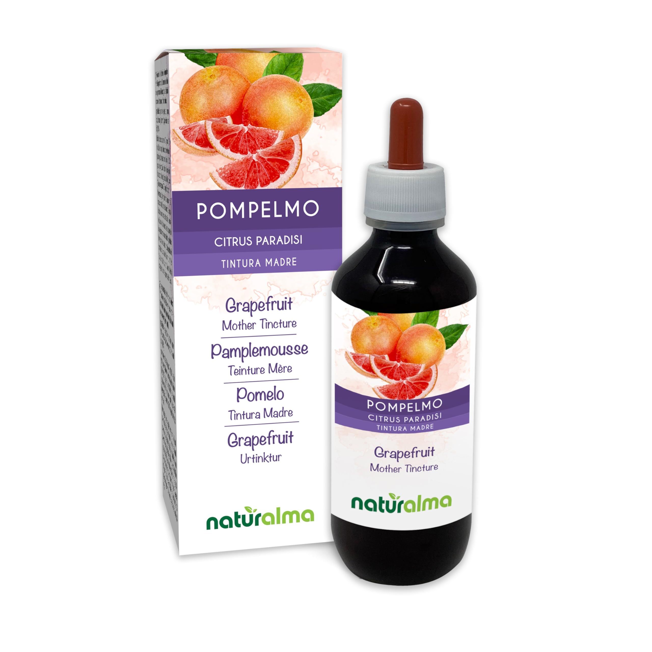 Pamplemousse (Citrus paradisi) pépins Teinture Mère sans alcool Naturalma -Riche en vitamine C - Extrait liquide gouttes 200 ml - Complément alimentaire - Végétalien ou végan