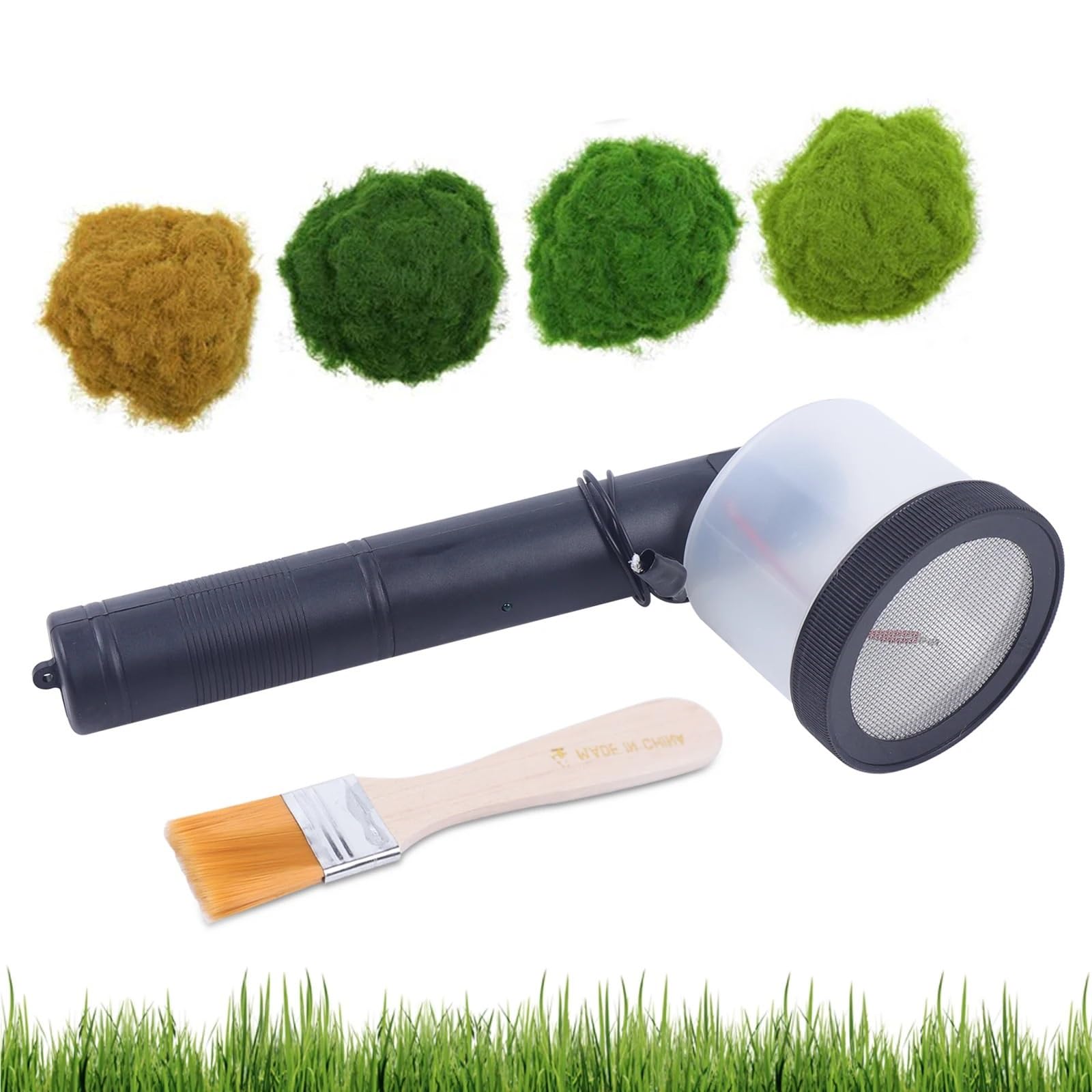 Handheld Seed Planter Handbeflockungsmaschine, statisches Gras, Flockgras-Meister für DIY-Szenische Modellierung, Sandtisch Motorhacke(SFC-001)