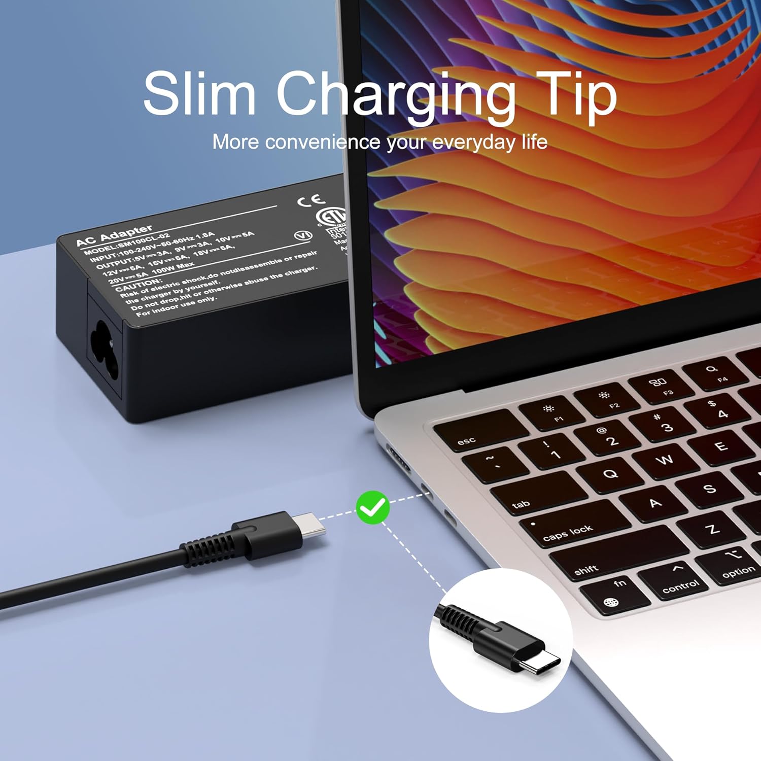 BULL-TECH Universal 100W USB C Laptop Charger Replacement for MacBook Lenovo dell hp Asus Acer Razer Blade Stealth Samsung Chrombook Charger Fast Charging Type C AC Adapter Power Cord Supply