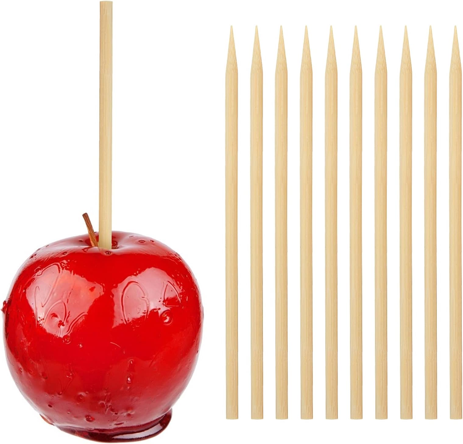 HANSGO 100PCS Wooden Candy Apple Sticks, 5 mm 7 inch Birch Caramel Apple Cotton Sticks Semi Pointed Lollipop Skewer for Festival Party Favor BBQ Corn Dog
