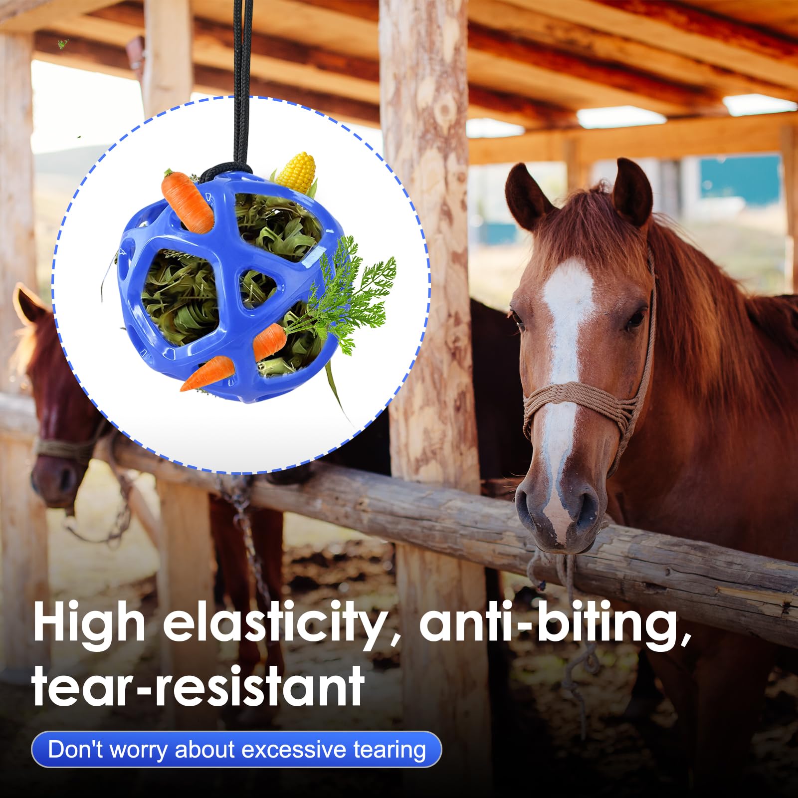 Pelota de juguete para caballos de 19 cm, rellenable con zanahorias, alivio del estrés