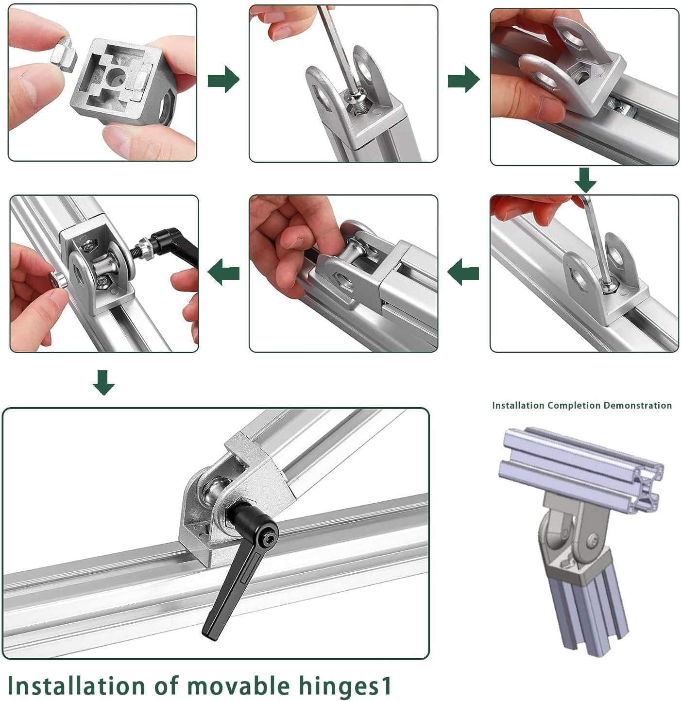 Connecteur Profilé Aluminium, 8 Pièces 180° Angle Réglable Articulé pour 30x30