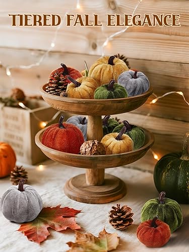 Miniatura 6 de ANPHSIN Decoración de otoño de mini calabaza para el hogar, lindas calabazas falsas de terciopelo pequeñas para mesas de fiesta, centros de mesa, 12