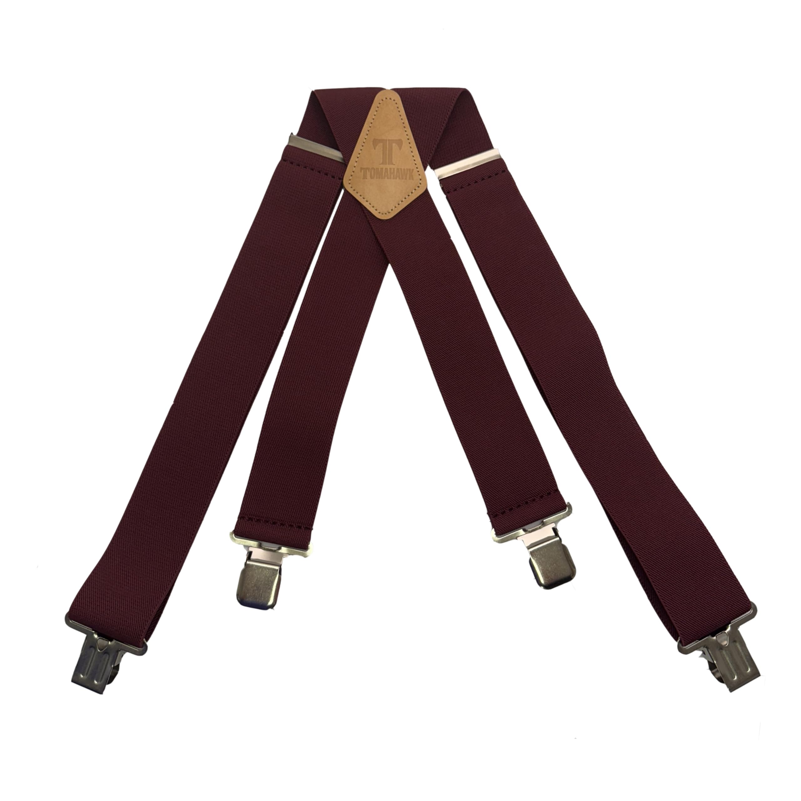 Tomahawk Heavy Duty Braces, Adjustable, Unisex Suspenders, Strong Clasp (Burgundy)